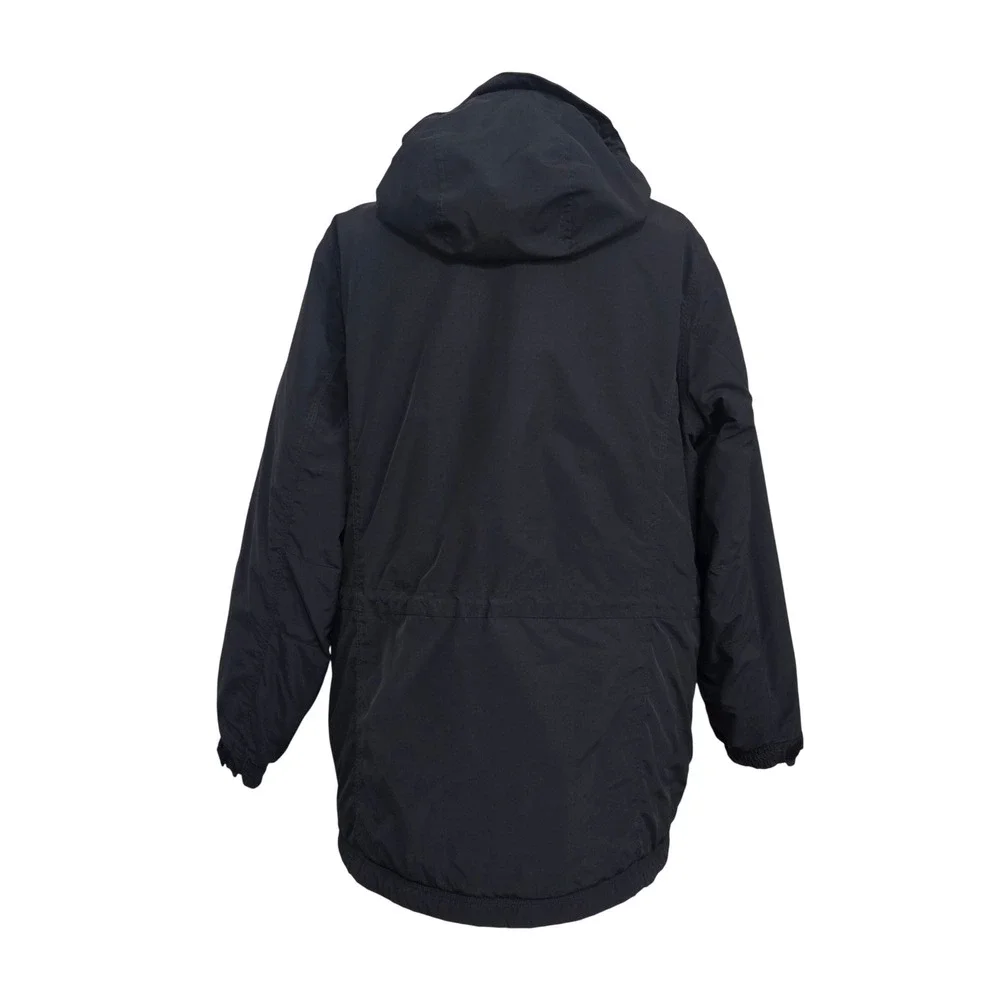LL Bean Womens 2X Black Quilted Jacket Fleece Lined Hooded Parka 0BDX3